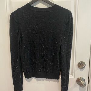 Alice and Olivia Bettie Rinestone Long Sleeve Top Women’s Size Small Black NWT